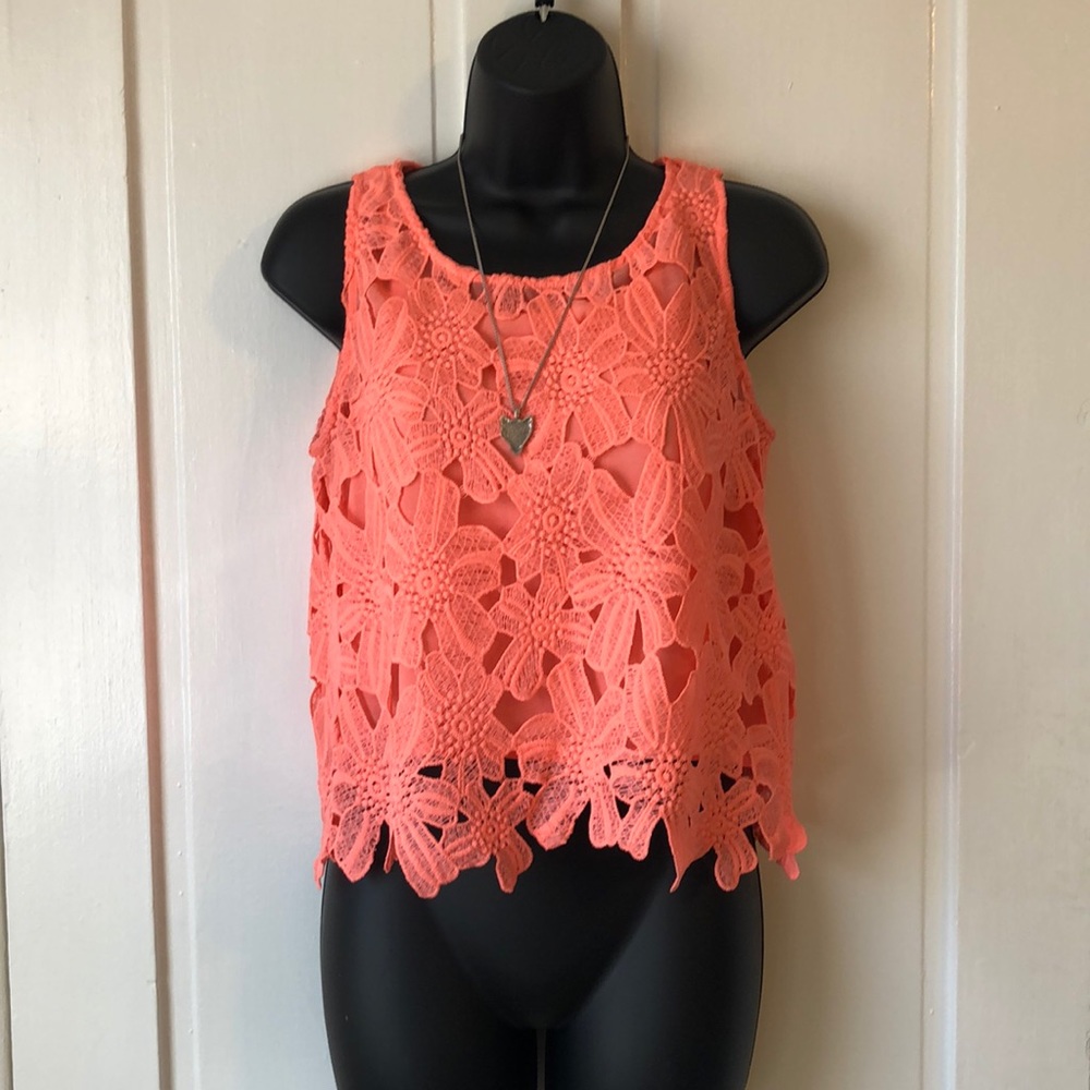 flower crop top - neon pinkish. Size small